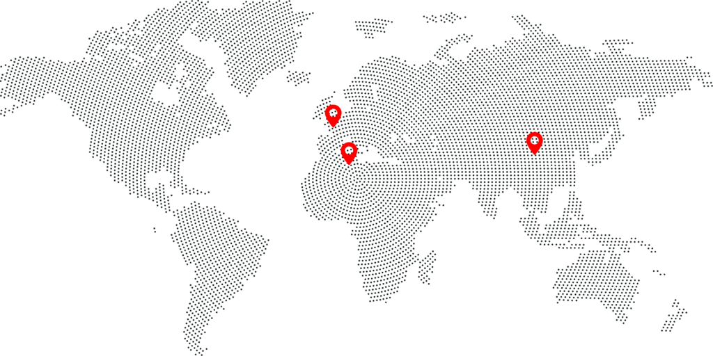 carte du monde représentant les points de production du groupe defontaine