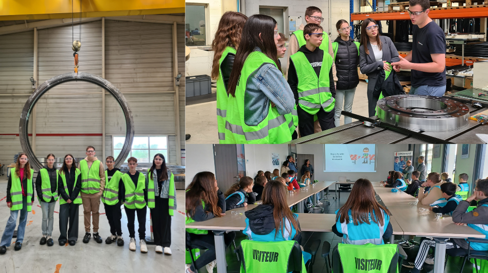 Elèves de la classe de 4e parrainée dans le cadre du parcours Ecl'or dans les ateliers de Defontaine SAS